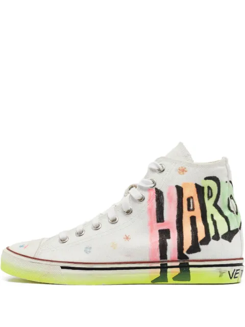 VETEMENTS Pre-Owned canvas printed sneakers White 973190