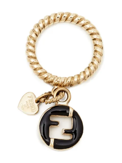 Fendi Pre-Owned twisted band charm ring Gold 937603