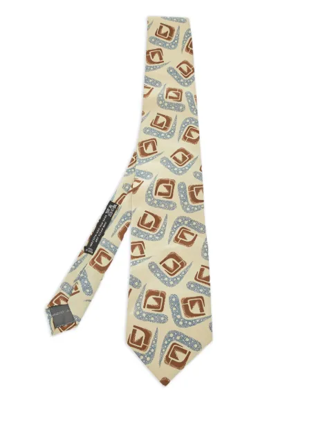 Giorgio Armani Pre-Owned geometric-pattern silk tie Neutrals 981273