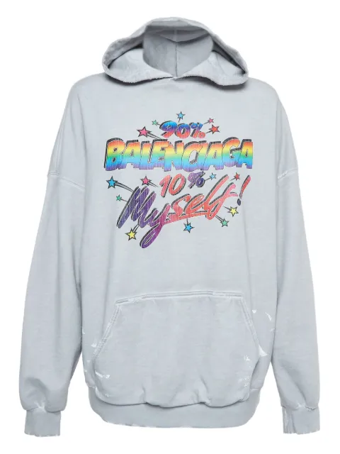 Balenciaga Pre-Owned graphic-print hoodie Grey 921742