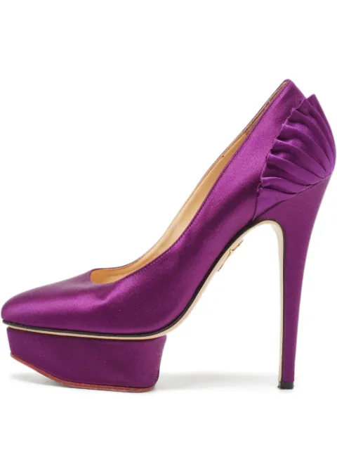 Charlotte Olympia pre-owned 140mm Paloma satin pumps Purple 946048