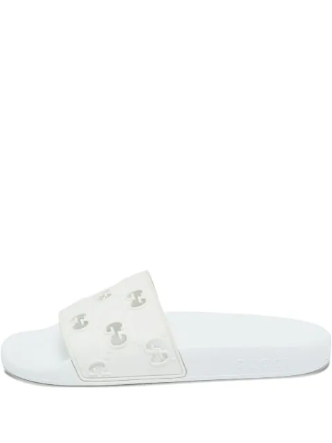 Gucci Pre-Owned Interlocking GG cut-out slides White 917742