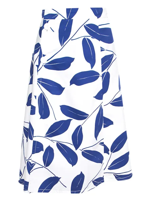 Marni Pre-Owned leaf-print wrap midi skirt White 862873