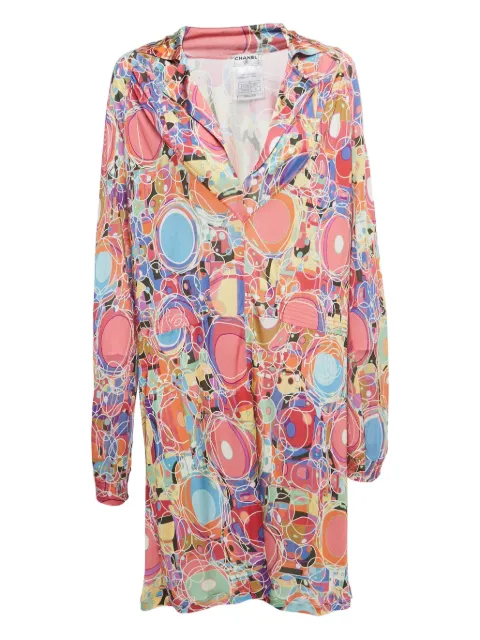 CHANEL Pre-Owned abstract pattern-print midi dress Pink 828759