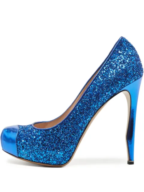 Nicholas Kirkwood pre-owned 120mm glitter-embellished platform pumps Blue 843121