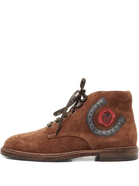 Dolce & Gabbana Pre-Owned 2024 suede embroidered boots Brown 1129583