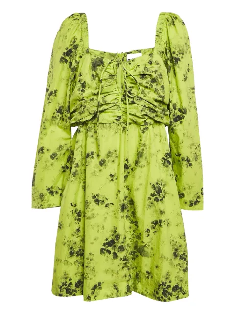 GANNI pre-owned ruched long-sleeve dress Green 1087407
