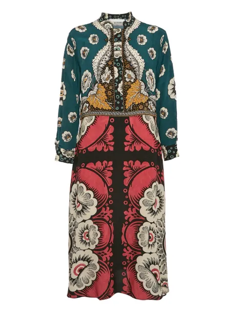 Valentino Garavani Pre-Owned 2024 printed crepe-de-chine dress Green 1092053