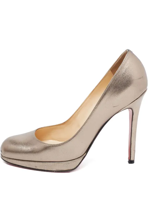 Christian Louboutin Pre-Owned 115mm metallic-leather platform pumps Gold 827475