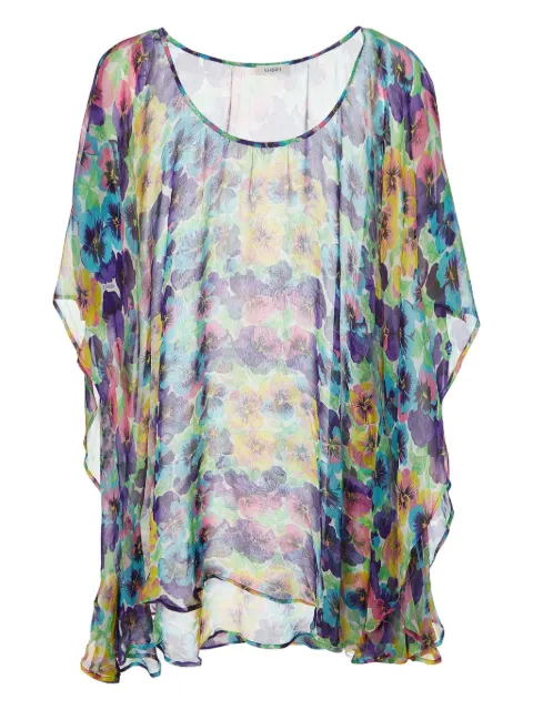 Versace Pre-Owned floral-print silk blouse Blue 981517