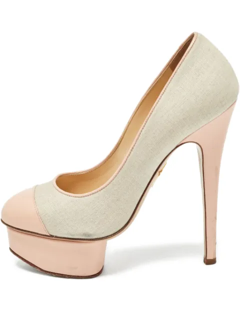 Charlotte Olympia pre-owned 140mm canvas platform pumps Neutrals 975316