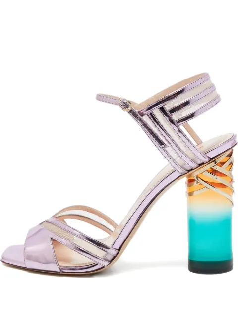Nicholas Kirkwood metallic block-heel sandals Purple 901243
