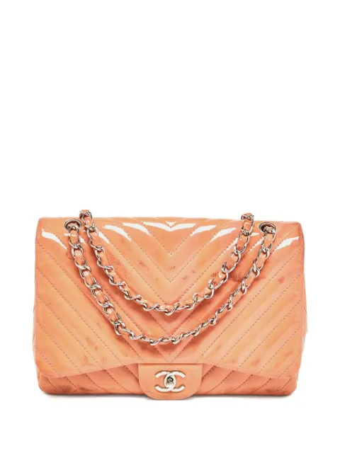 CHANEL Pre-Owned Patent Leather Chevron Quilting Bag Pink 923947