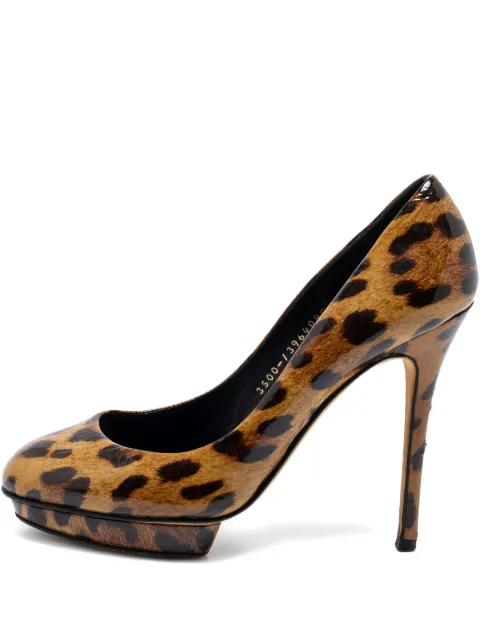 Gina pre-owned 115mm leopard-print pumps Brown 686113