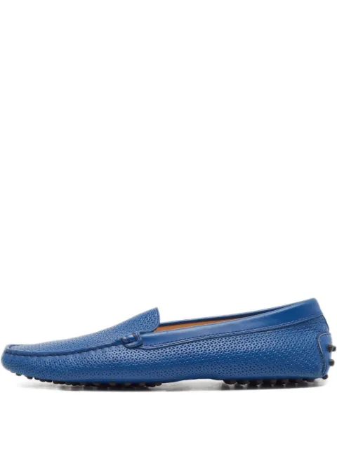 Tod's Vintage perforated- pattern leather Loafers Blue 1059148