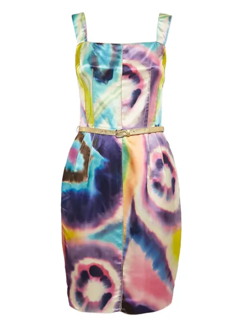 Dolce & Gabbana Pre-Owned tie-dye belted midi dress Pink 1073119