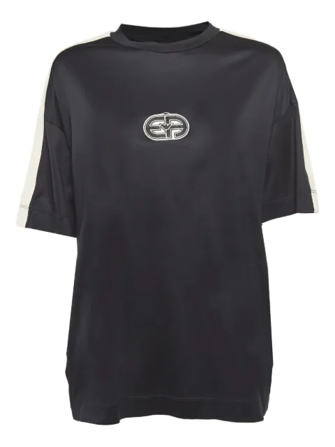Emporio Armani Pre-Owned logo-embroidered T-shirt Black 1040598