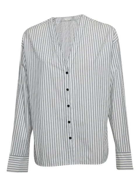 SANDRO pre-owned striped V-neck shirt White 1021204
