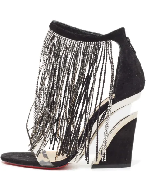 Christian Louboutin Pre-Owned 110mm fringed sandals Black 896966