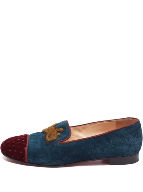 Christian Louboutin Pre-Owned two-tone velvet loafers Red 648334