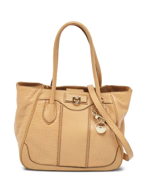 DKNY Vintage pre-owned pebbled-leather tote bag Neutrals 985079