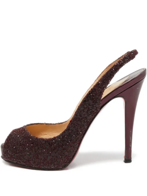 Christian Louboutin Pre-Owned 115mm glitter-detail slingback pumps Purple 735318