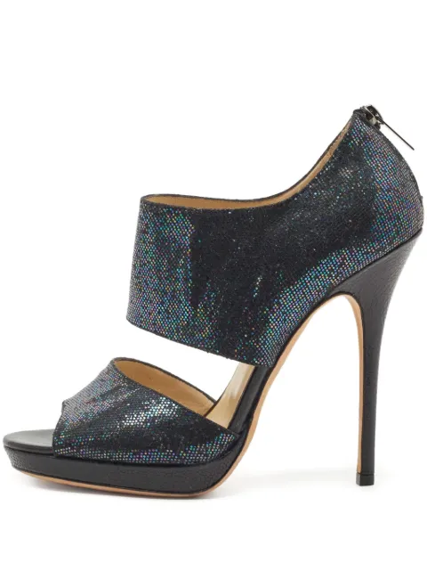 Jimmy Choo Pre-Owned 125mm glitter-detail sandals Black 820680