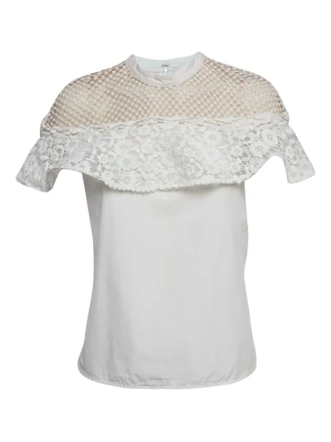Self-Portrait pre-owned lace ruffle top White 940790