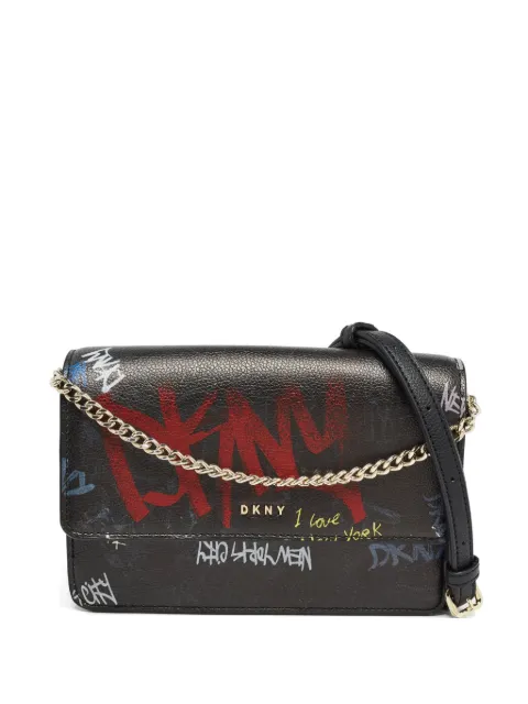 DKNY Vintage Graffiti leather shoulder bag Black 962094