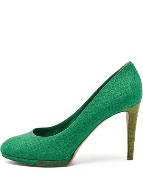 Sergio Rossi Vintage pre-owned 100mm canvas pumps Green 950134