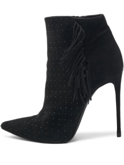Le Silla pre-owned 110mm fringe-embellished studded ankle boots 916201