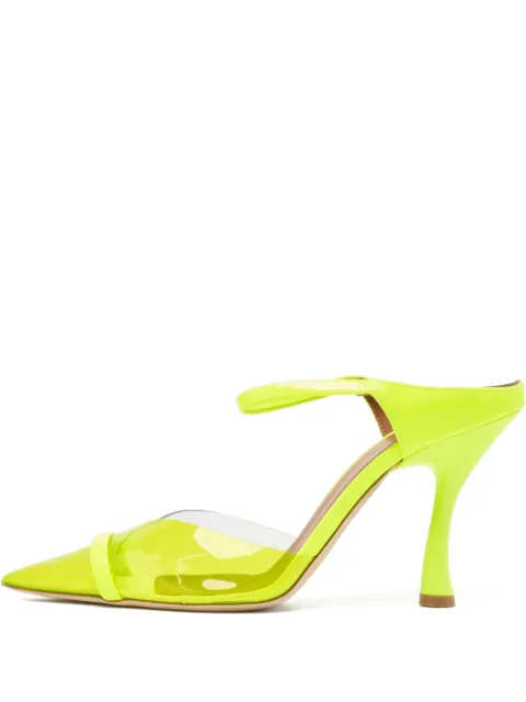 Malone Souliers pre-owned 100mm transparent-panel pointed mules Yellow 954860