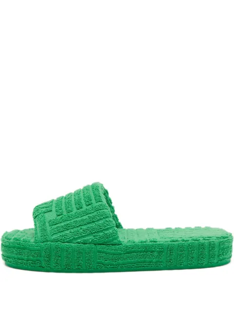 Bottega Veneta Pre-Owned platform textured slides Green 744178