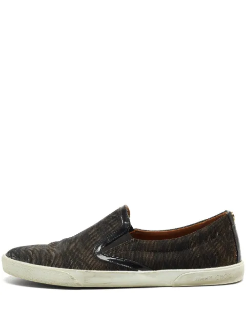 Jimmy Choo Pre-Owned leather slip-on sneakers Brown 856879