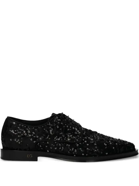 Dolce & Gabbana Pre-Owned Sequins Lace-up Shoes Black 814207