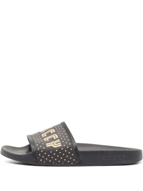 Gucci Pre-Owned logo-print slides Black 918027