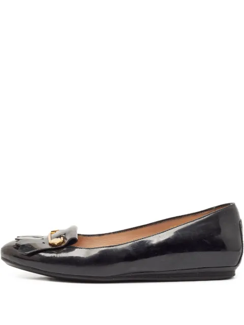 Tod's Vintage patent leather fringe-detail flats Black 1132797