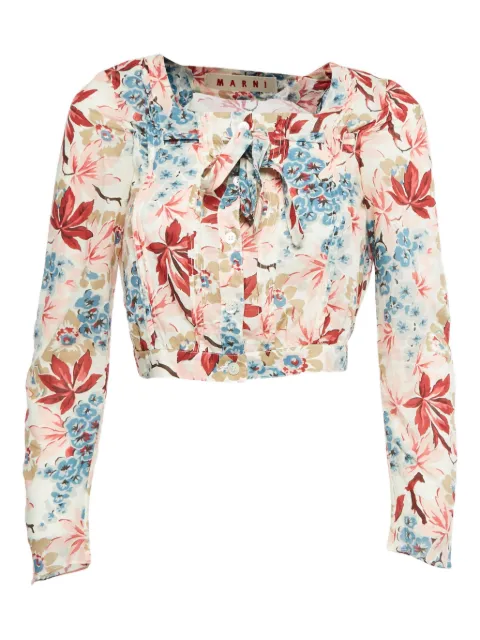 Marni Pre-Owned floral-print pleated blouse White 1097195