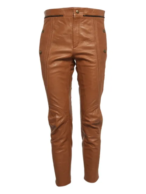 Chloé Pre-Owned leather straight-leg trousers Brown 1002962