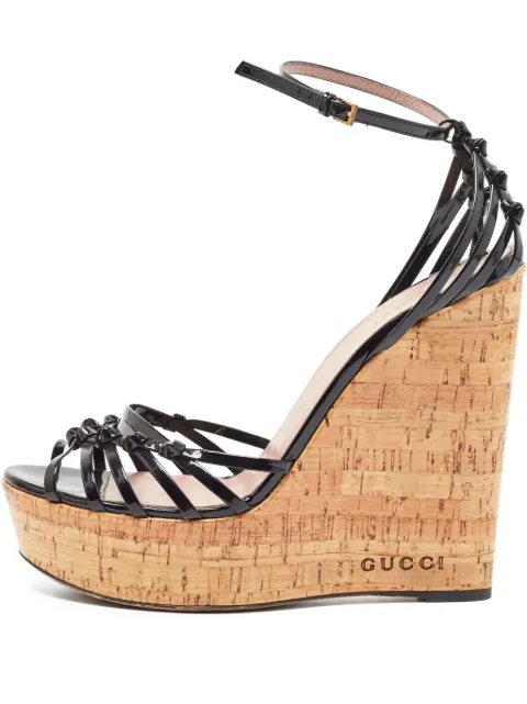Gucci Pre-Owned 120mm cork-wedge sandals Black 917923