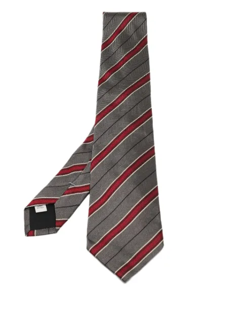 Valentino Garavani Pre-Owned herringbone striped tie Grey 902145