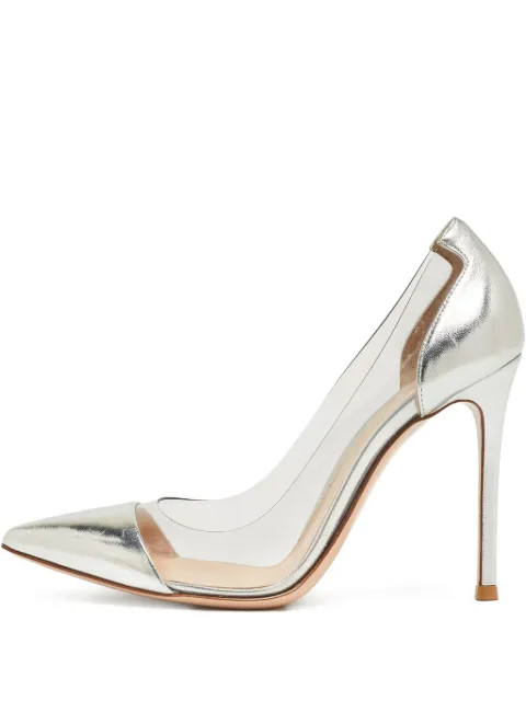 Gianvito Rossi pre-owned 100mm Plexi metallic-effect pointed-toe pumps Silver 861913