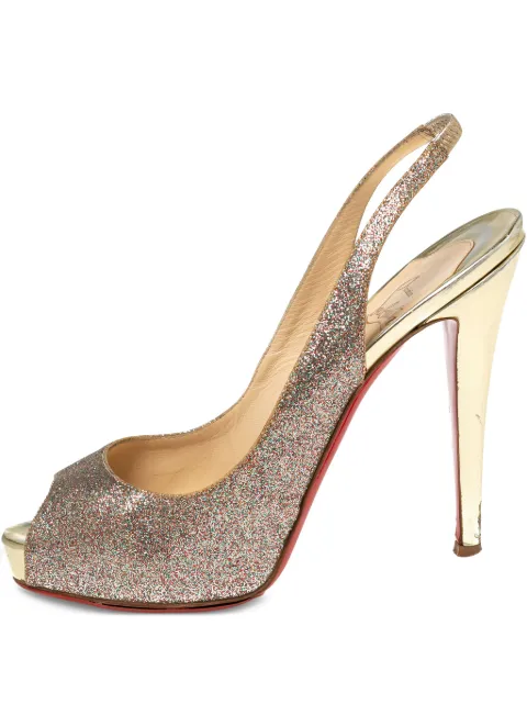 Christian Louboutin Pre-Owned 125mm glitter-embellished heels Gold 603742