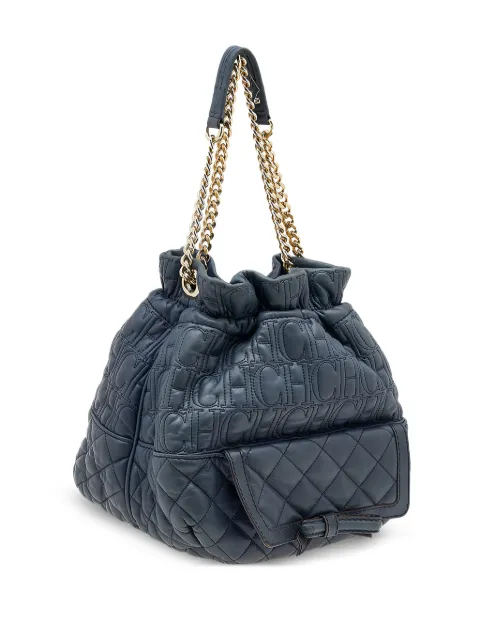 Carolina Herrera Vintage 2023 pre-owned quilted leather shoulder bag Blue 611246