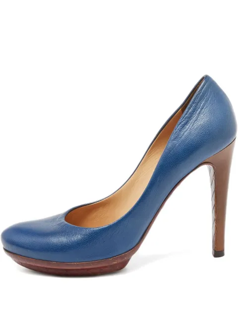 Bottega Veneta Pre-Owned 2023 110mm leather platform heeled pumps Blue 640031