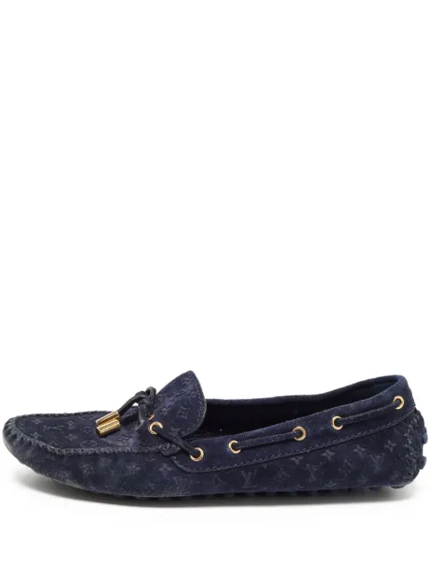 Louis Vuitton Pre-Owned Monogram-debossed suede loafers Blue 797837
