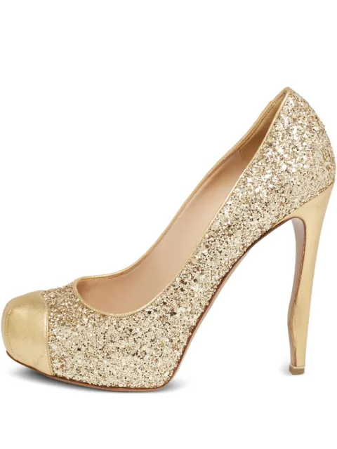Nicholas Kirkwood pre-owned glitter-embellished leather pumps Gold 628504