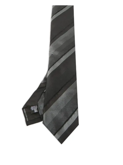 Emporio Armani Pre-Owned 2024 striped silk tie Black 1040782