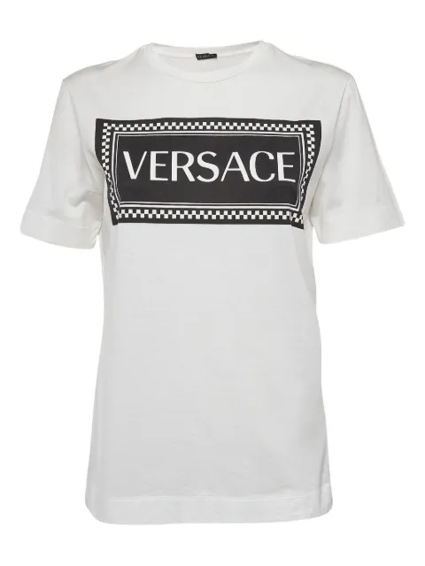 Versace Pre-Owned logo-print cotton T-shirt White 1024118