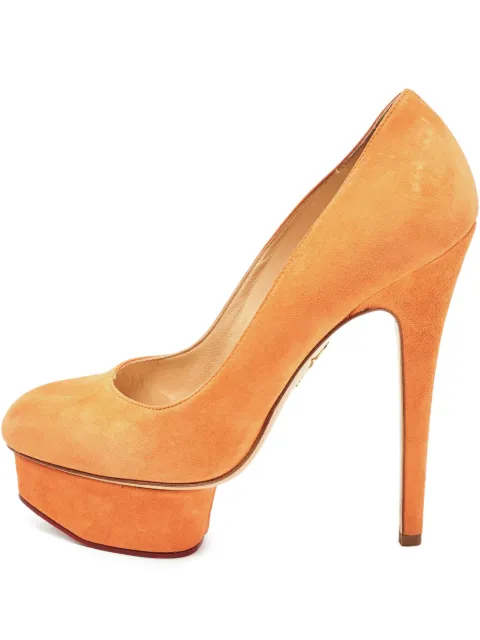 Charlotte Olympia pre-owned 145mm Dolly suede pumps Orange 911139